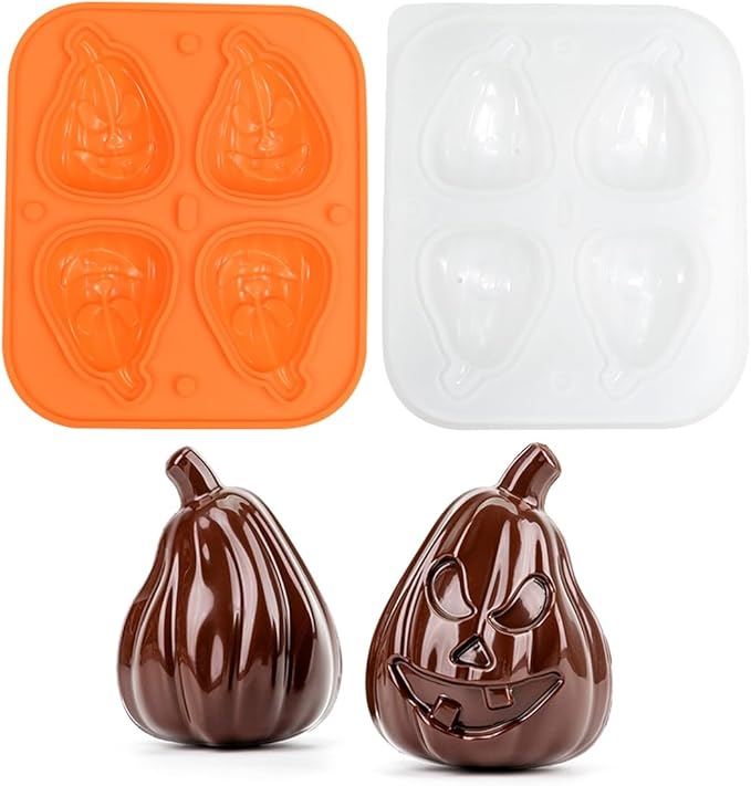 mostsom Silicone Mold Mousse Molds 2 in 1 Pastry Mold 3D Pumpkin Halloween Dessert Mousse Cake Baking Pan Chocolate Candles Soap Fondant Molds DIY Cake Decoration Tools (C_ Pumpkin)