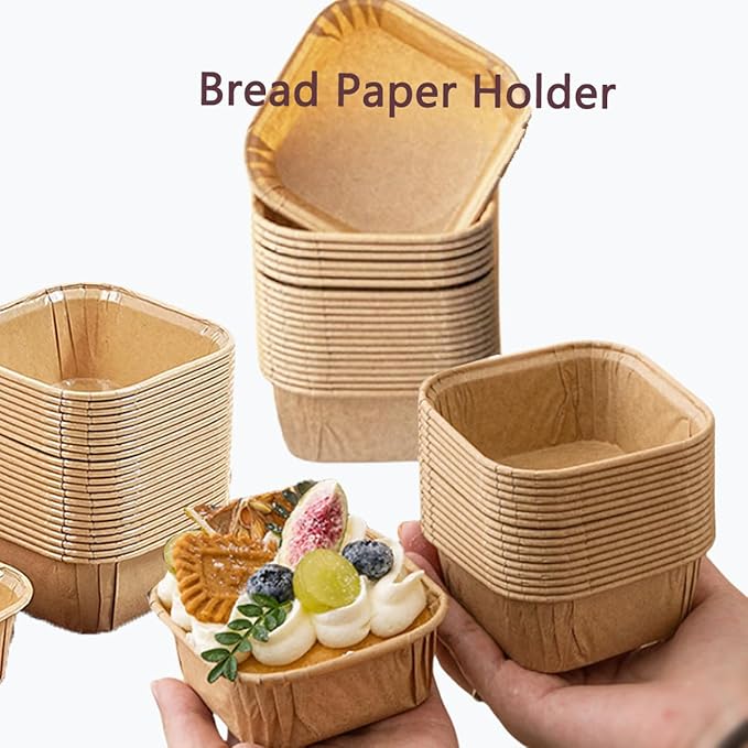 50Pcs Paper Loaf Pans for Baking, Parchment Cupcake Liners KraftPaper Loaf Pan, Disposable-Paper Baking Loft Mold for Microwave Freezer Oven Safe Display,Wedding Birthday Baby Shower Party Supplies