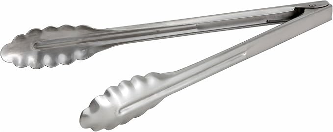 Winco Coiled Spring Extra Heavyweight Stainless Steel Utility Tong, 12-Inch