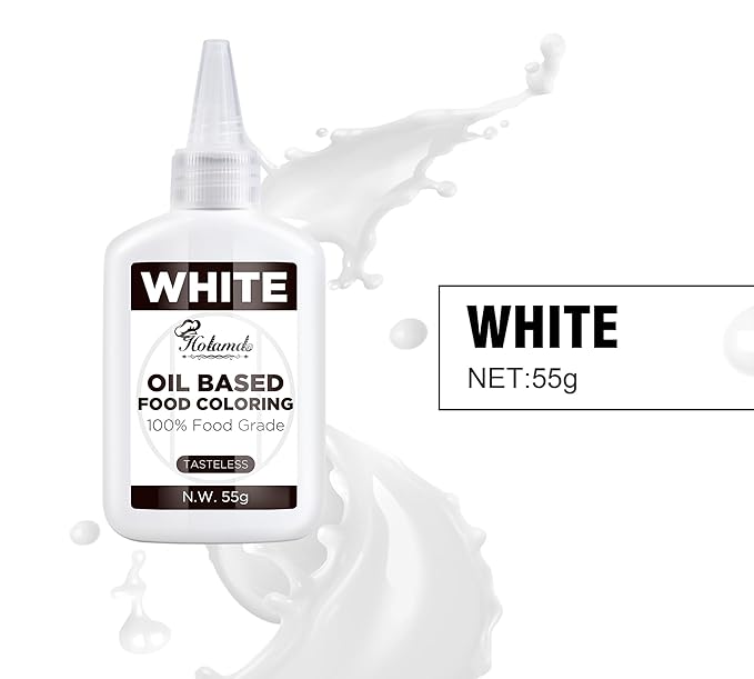 Oil Based Food Coloring Set, White Oil Based Food Coloring for Chocolate, Food Grade Food Color Dye for Candy Melts, Baking, Icing, Frosting and Cake Decorating, Flavorless Vibrant - 55g/Bottle