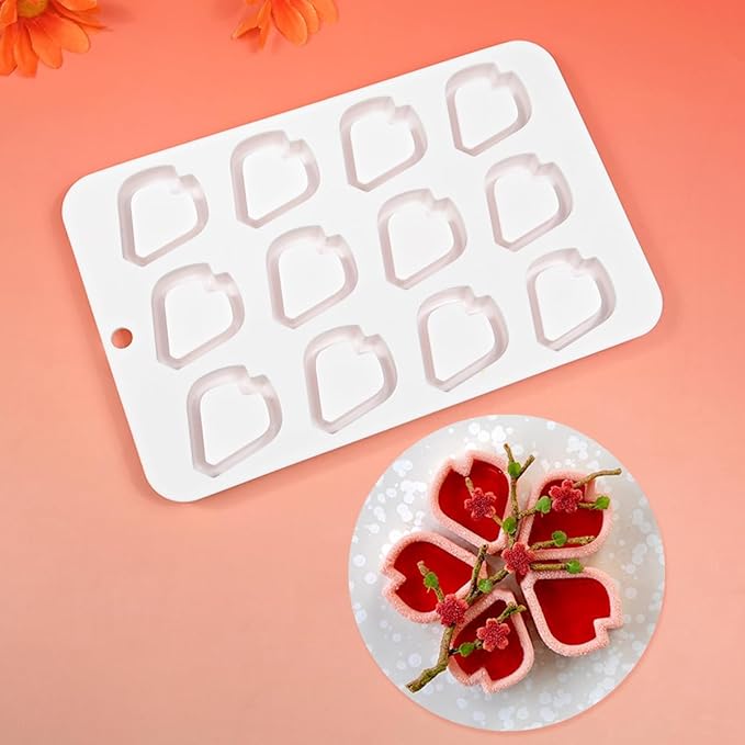 mostsom Peach Blossoms 3D Silicone Mold For Baking Non-Stick Sphere Baking Mold For Mousse Cake Fondant Sugarcraft Dessert Pastry Tools (J_ Peach Blossoms)