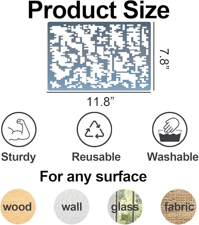 Camo Stencil 12inch Large Camouflage Stencils for Spray Paint Reusable Digital Camo Pattern Stencil for Wall Boat Wood Canvas Fabric