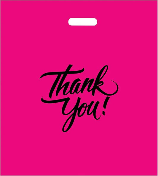 Infinite Pack Thank You Merchandise Bags, Die Cut Handles, Retail Shopping Bags for Boutique - Choose Color & Size