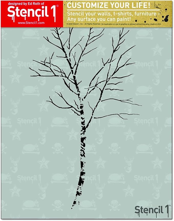 Birch Tree Stencil Durable Quality Reusable Stencils for Painting - Decor on Walls Fabric & Furniture Recyclable Art Craft - 8.5" x 11"