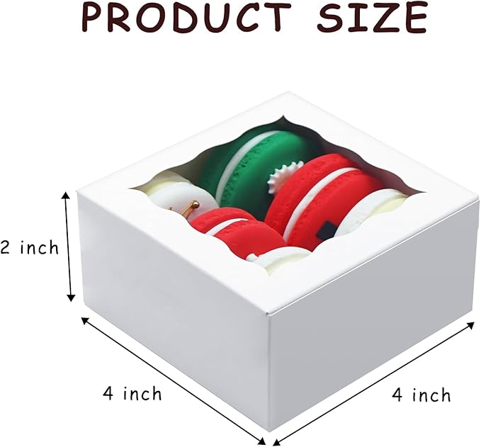 40pcs Cookie Boxes 4x4x2 Inch Bakery Boxes with Window Dessert Treat Box Chocolate Covered Strawberries Box for Wedding Party Birthday