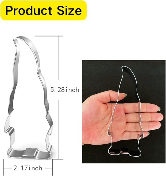 Gnome Cookie Cutter with Long Hat-5.2 Inch-Diswasher Safe-Holiday Cookie Cutters Fondant Biscui Cutters