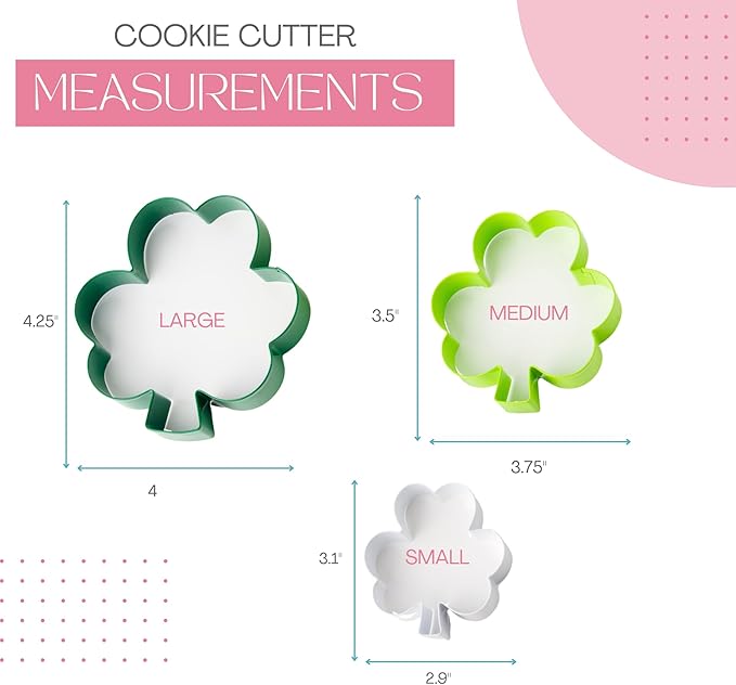 Cookie Cutter Kingdom, Shamrock Cookie Cutters, 3 Pack, Stainless Steel, Beautful Coated Finish, Mold for Cakes Biscuits and Sandwiches, St. Patricks Day (Shamrock 3 Pack)