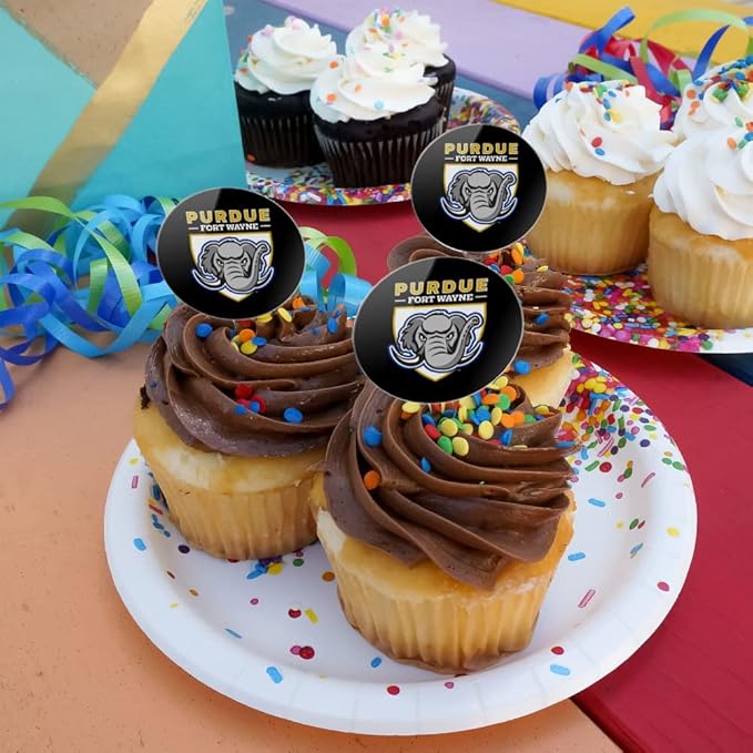 Purdue University - Fort Wayne Primary Logo Cupcake Picks Toppers Decoration Set of 6