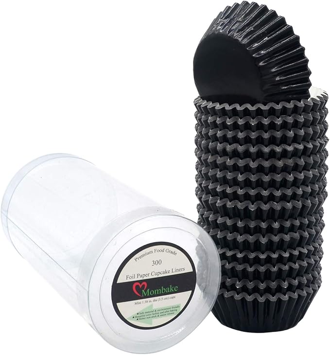 Mini Black Foil Cupcake Liners Muffin Baking Cups for Party and More, 300-Count