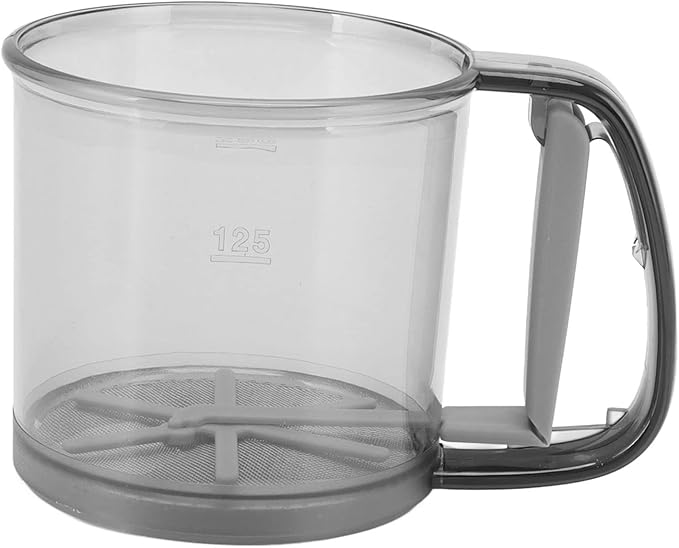 Sifter For Baking, Flour Sifter Stainless Steel Flour Sifter with Uniform Holes Semi Automatic Flour Strainer Cup For Making Cakes, Puffs, And Breads