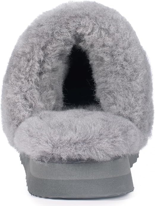 Parfeying Women's Sheepskin House Slippers Indoor Outdoor Shearling Shoes for Women