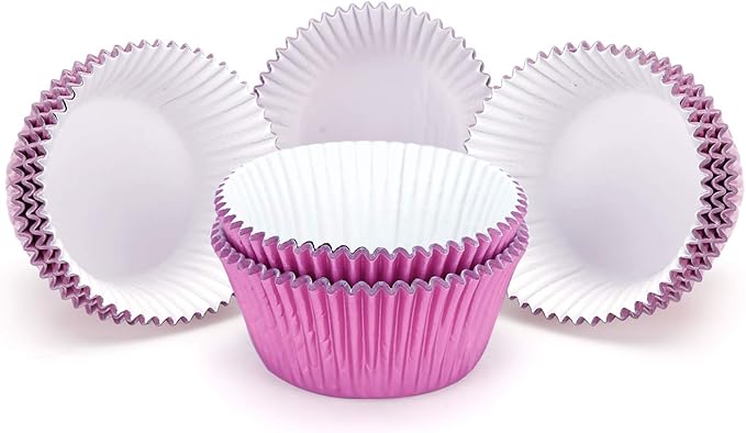 Gifbera Standard Pink Foil Cupcake Liners Wrappers Baking Cups 200 Count, Pink