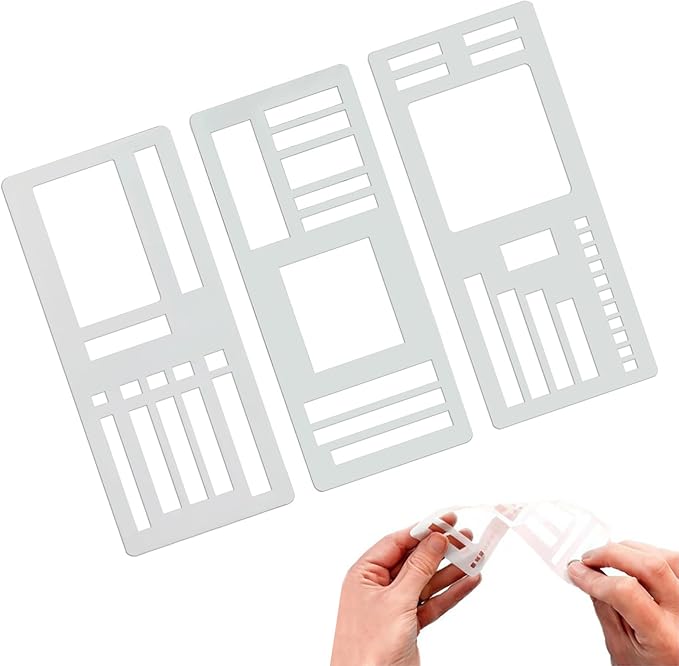 Handmade Flexible Record Templates 3-Pack - Reusable Planner Stencils for Dot Grid Journals, Calendars & Craft Supplies, Compatible with Coils/Discs/Rings (C)