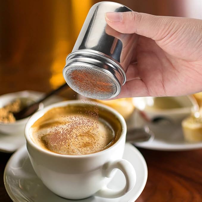 Accmor 2 Pack Powdered Sugar Shaker Duster, Cinnamon Shaker Flour Sifter, Fine Mesh Stainless Steel Dredge for Baking Soda Flour Cinnamon Cocoa