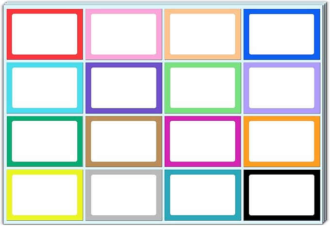 400 Pieces - Name Tags Sticker, Colored Labels Tag Stickers Nametags - 16 Assorted Colors, 3 x 2 inches