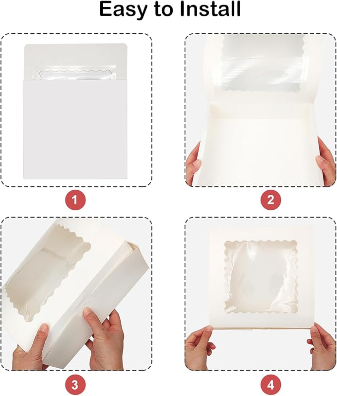 itechpanda 12 Pack Pie Boxes 10x10x2.5 Inch White Bakery Boxes with Window Cookie Boxes Chocolate Covered Strawberries Boxes for Baking Dessert Donut Christmas Party Wedding Valentine’s Mother’s Day
