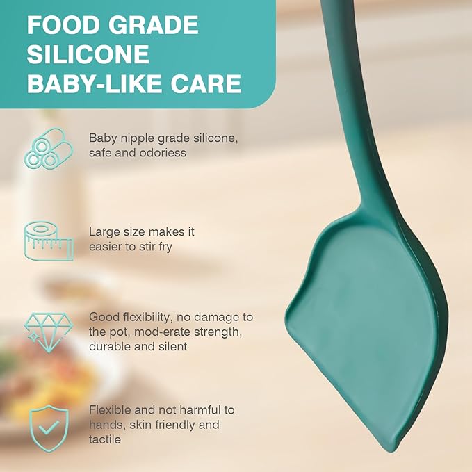 5-Piece Silicone Kitchen Utensil Set.Non-Stick & Heat Resistant Cooking Spatulas.Spoons & Turner-BPA Free.Dishwasher Safe for Baking and Frying