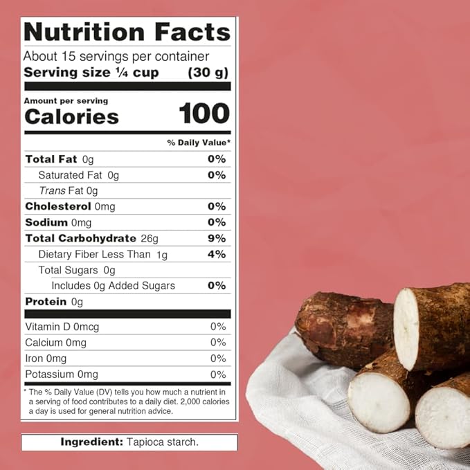 Just About Foods Tapioca Flour, Gluten & Grain Free, No Artificial Flavors, Paleo & Kosher Certified 1 LB