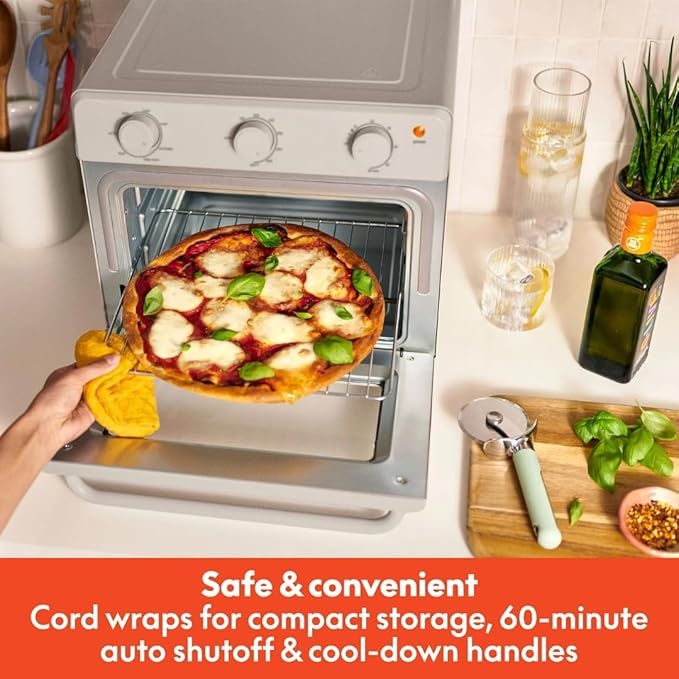 7-in-1 Air Fryer Toaster Oven with Convection, 1700W, Fits 6 Slices or 12-Inch Pizza, Tempered Glass Door, Timer, Easy Controls, Countertop Kitchen Appliance (Oatmilk)
