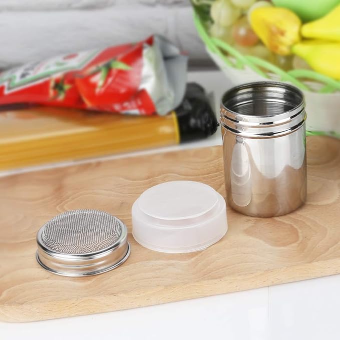 Accmor 2 Pack Powdered Sugar Shaker Duster, Cinnamon Shaker Flour Sifter, Fine Mesh Stainless Steel Dredge for Baking Soda Flour Cinnamon Cocoa