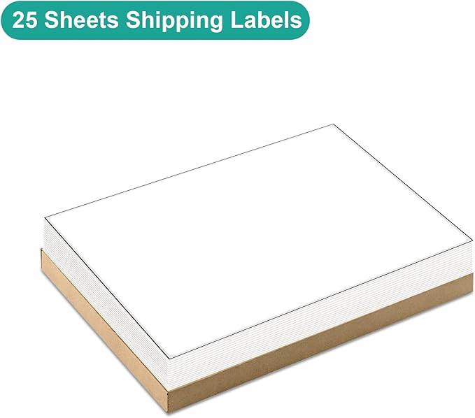MFLABEL Full Sheet Sticker Paper - 25 Sheets 8.5" x 11" White Matte Printable Vinyl Labels for Inkjet & Laser Printers, Permanent Adhesive for Shipping, Address, Packaging & DIY Crafts