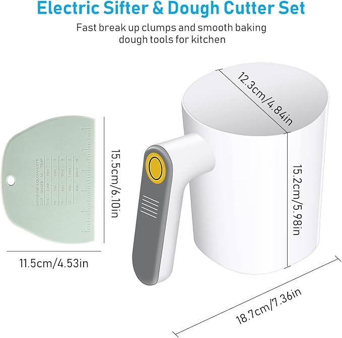 Electric Flour Sifter, Battery Operated Flour Sieve, Handheld Cooking Tool for Cooking and Pastry Baking