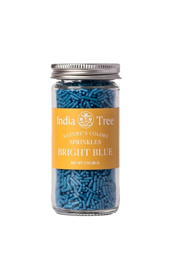 Bright Blue Sprinkles – Vegan, Dye-Free, Non-GMO, Top 9 Allergen-Free, 3 oz Jar – India Tree Nature’s Colors