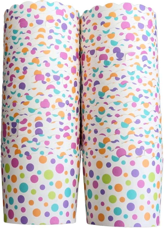 Paper Baking Cups (Polka Dots), Greaseproof Disposable Cupcake Liners (Multi, Large Cups (50-Pack))