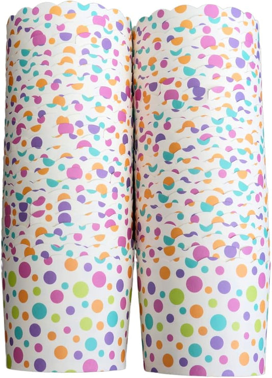 Paper Baking Cups (Polka Dots), Greaseproof Disposable Cupcake Liners (Multi, Large Cups (50-Pack))