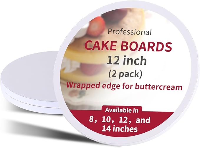 2 Pcs Cake Boards 12 Inch Round,White Sturdy 1/2 Inch Cake Drum,12 Inch Cake Boards,Disposable Cake Plates,Corrugated Cake Base Cake Drums for Father's Day