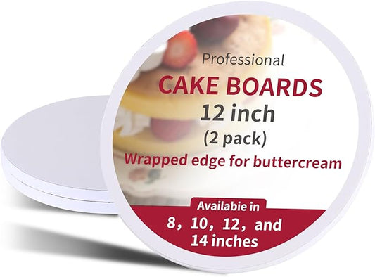 2 Pcs Cake Boards 12 Inch Round,White Sturdy 1/2 Inch Cake Drum,12 Inch Cake Boards,Disposable Cake Plates,Corrugated Cake Base Cake Drums for Father's Day