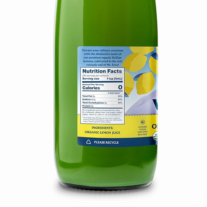 Volcano Bursts Organic Italian Lemon Juice, 33.8 oz (1 Liter)