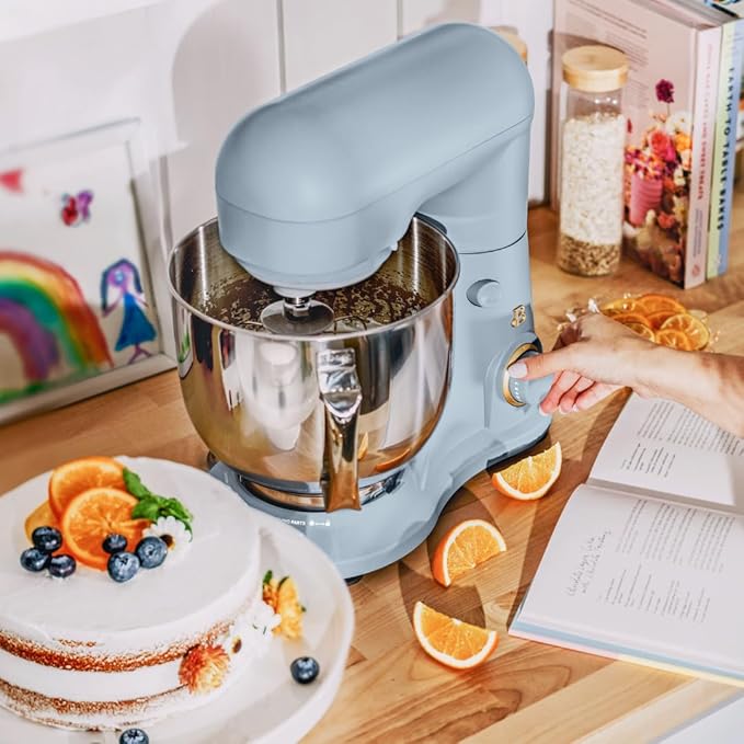 Beautiful 5.3QT 300W Stand Mixer with 12 Speeds, Tilt-Head, Splash Guard & Dishwasher-Safe Accessories, Soft Matte Finish – Mixes Up to 9 Dozen Cookies, Includes Dough Hook & Whisk (Cornflower Blue)