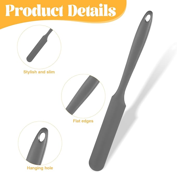 Silicone Jar Spatula Non-Stick Sourdough Scraper Tool Sourdough Stirring Stick Skinny Rubber Spurtle Long Handle Baking Cooking Tool for Scraping Icing Bread Cream Jam