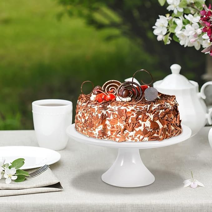 9-Inch Round White Porcelain Cake Stand - Show Off Your Desserts, Celebrate in Style, Perfect for Holiday Gatherings, Weddings & Parties