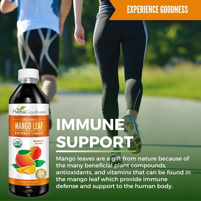 Mango Leaf Extract Liquid Organic - African Mango - Gut, Immunity, Digestive Support, General Wellness - Natural Supplements -12oz btl - Herbal Goodness