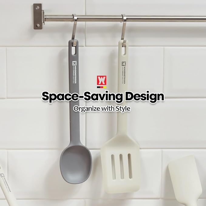 Light Gray Silicone Slotted Spatula: Cooking Turner with Heat Resistant, Non-stick Cookware Safe, Gentle Head Design, BPA Free (11.81inch x 3.15inch)