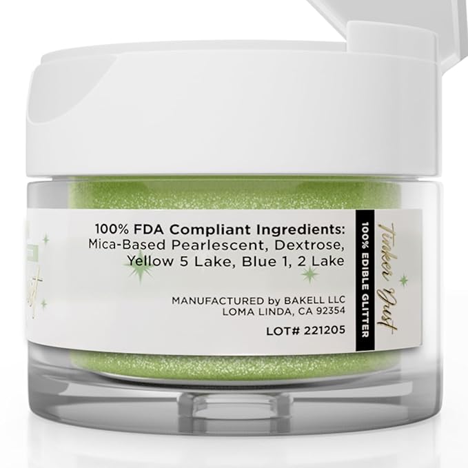 Bakell - Leaf Green Tinker Dust (5g, 1x Jar) Edible Glitter for Food, Desserts, and Beverages!