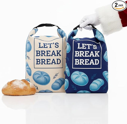 LOTTELI Reusable Bread Bags for Homemade Bread & Sourdough – 2 Pack Washable Cloth Storage Bags with Zipper, Buckle & Date Label Pocket – Eco-Friendly Gift for Bakers