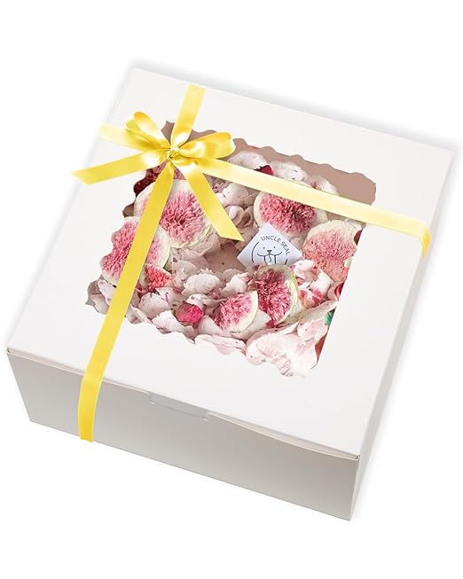 qiqee 10x10x5 Cake Box, 18 Sets White Cake Box with Window ＆ 18 Sets 10" White Cake Round Boards, 10inch Cake Containers, 10 Meters Gold Silk Ribbon