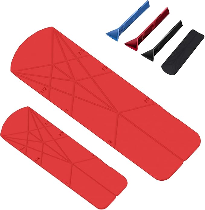 FLAT 3-IN-1 FOLDING MEASURING SPOONS | Magnetic Polygons Measuring Spoon,2 Spoons with 6 Different Sizes｜Space Saving, Nesting Design for Kitchen Storage｜Food Grade Silicone (Maroon)