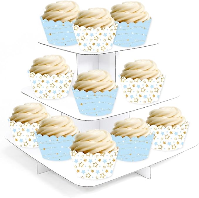 Andaz Press Party Cupcake Wrapper Decorations, Baby Blue Twinkle Twinkle Little Star, 24-Pack, Theme Colored Bulk Cake Supplies, Boy Baby Shower 1st Birthday Light Blue Graduation Decorations