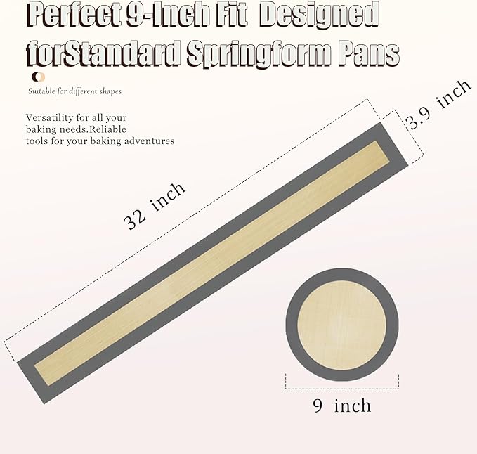 Silicone Baking Mat for 9 Inch Springform Pan, Non Stick Bottom & Side Liner, Reusable Cheesecake Pan Protector, Easy Clean Oven Safe Mat for Cakes, Pies, Desserts