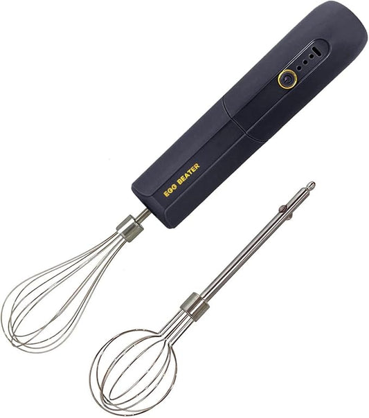 Cordless Hand Mixer, Foldable Design Handheld Electric Whisk with 3 Speed Modes, Hand Held Egg Beater with 2 Detachable Stir Whisks (Black)