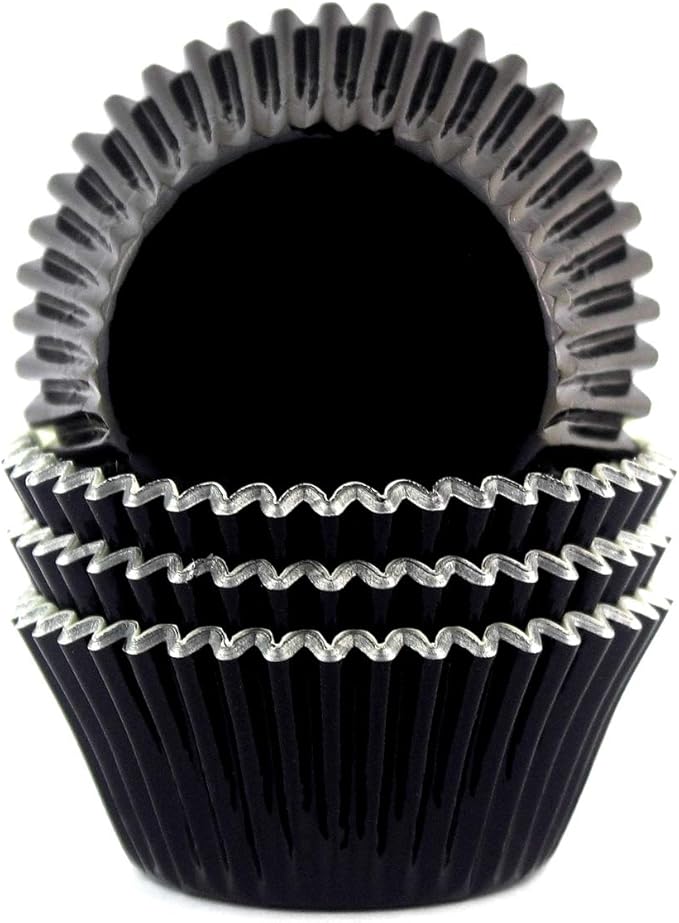 Eoonfirst Foil Cupcake Liners Halloween Party Standard Baking Cups 100 Pcs (Black)