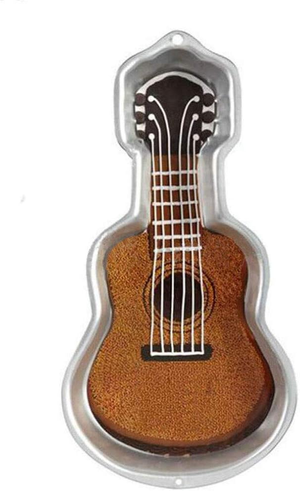 Ulalaza Aluminum Cake Mold 3D Guitar Shape Baking Pan DIY Birthday Cake Mould Kitchen Supplies