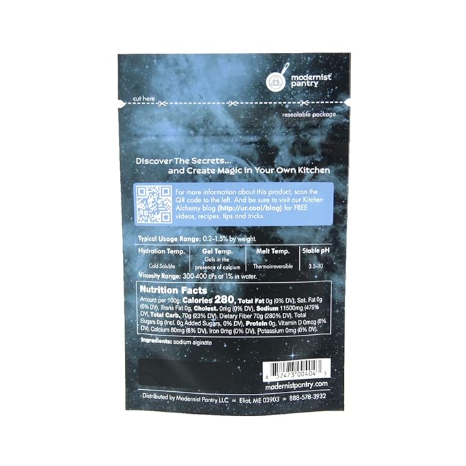 Pure Sodium Alginate (Molecular Gastronomy) ⊘ Non-GMO Vegan OU Kosher Certified - 50g/2oz