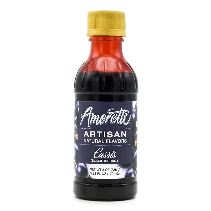 Amoretti - Natural Cassis (Blackcurrant) Artisan Flavor Paste, 8 oz, Perfect For Ice Cream, Beverages, Cakes, and more, Preservative Free, Vegan, Gluten Free, No Artificial Sweeteners, Concentrated