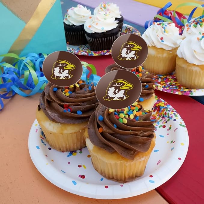 Quincy University Primary Logo Cupcake Picks Toppers Decoration Set of 6