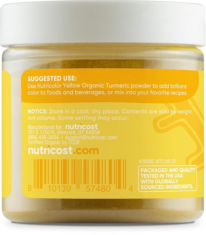 Nutricost Yellow Plant Based Food Coloring From Organic Turmeric Powder (70 Servings) - Nutricolor Color Alternative For Food & Beverages